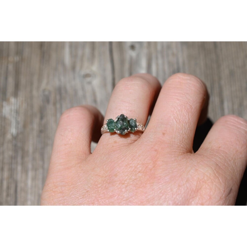 Engagement ring Emerald s, Natural Real and Raw, size 3 4 5 6 7 8 9 10 11 12